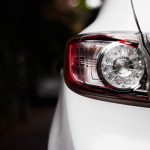 close-up of a white car's tail light