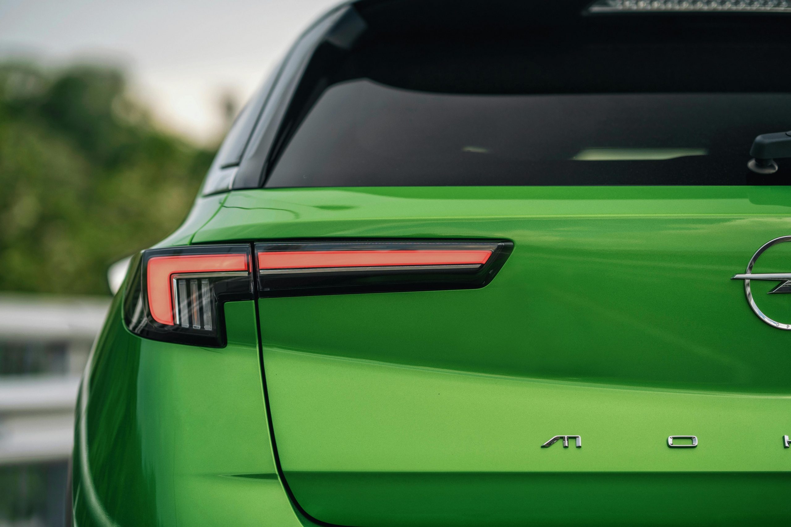 tail lights of a green car